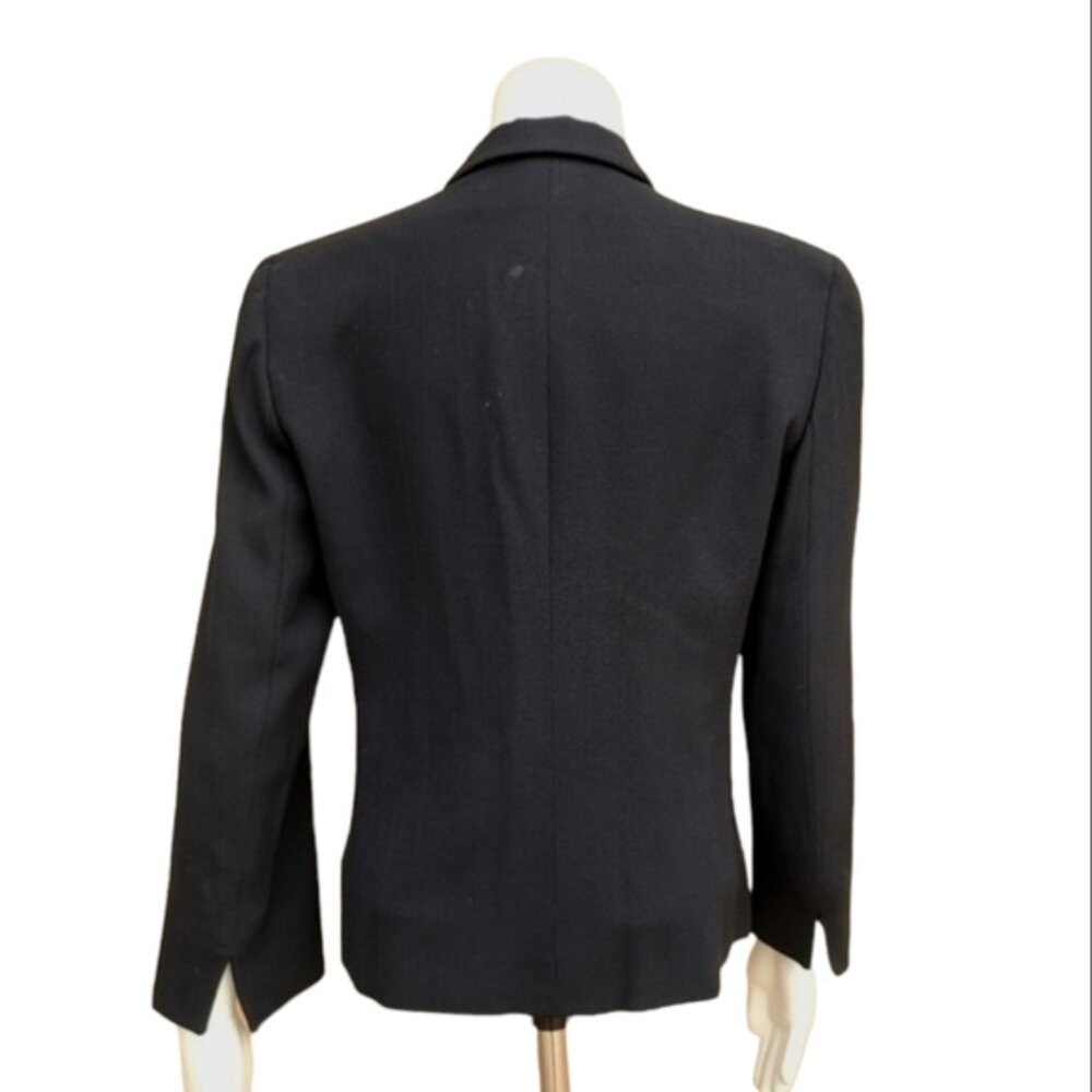 ARMANI COLLEZIONI Black Pinstriped Wool Blazer 8 Vintage Luxury Suit Jacket - Picture 14 of 15